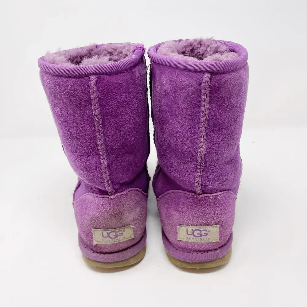 UGG Womens 5 Classic Short Boots Purple Ruby Suede Leather Cozy Lounge Warm Soft